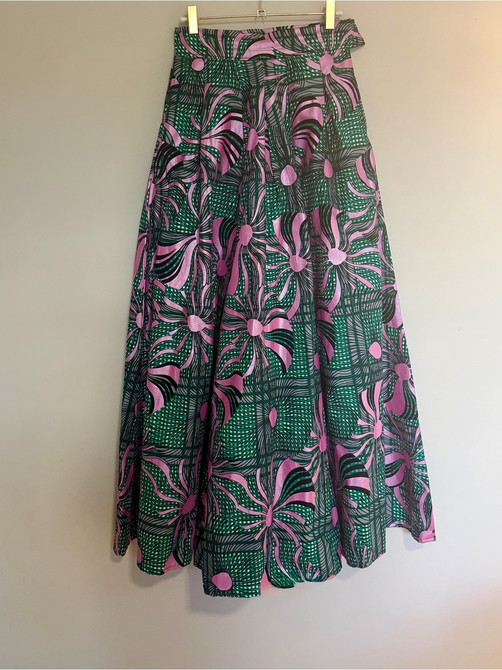 Francis + Benedict vibrant, pleated maxi skirt